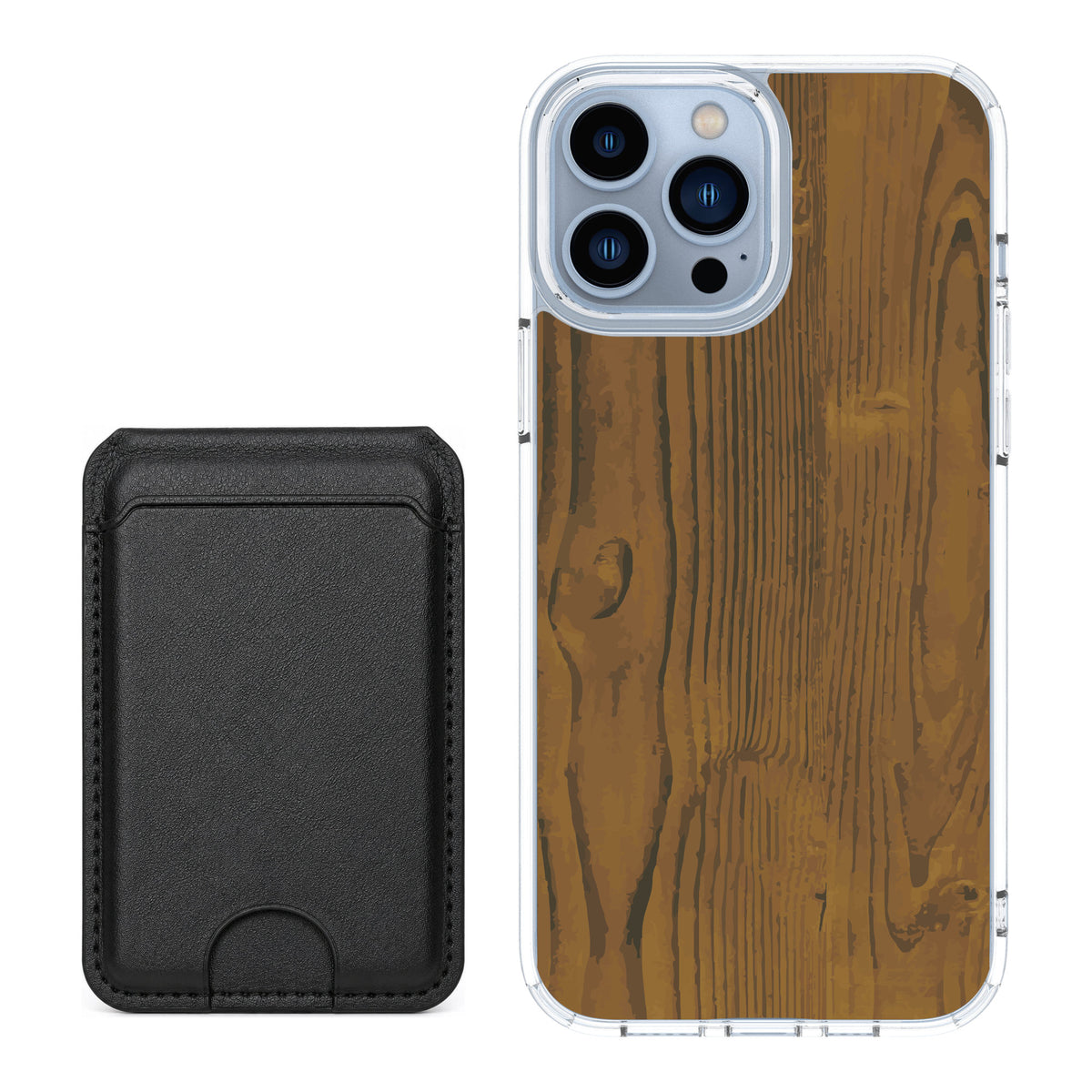 Scooch MagCase Wood Grain for iPhone 13 Pro Max — Black MagWallet Bundle
