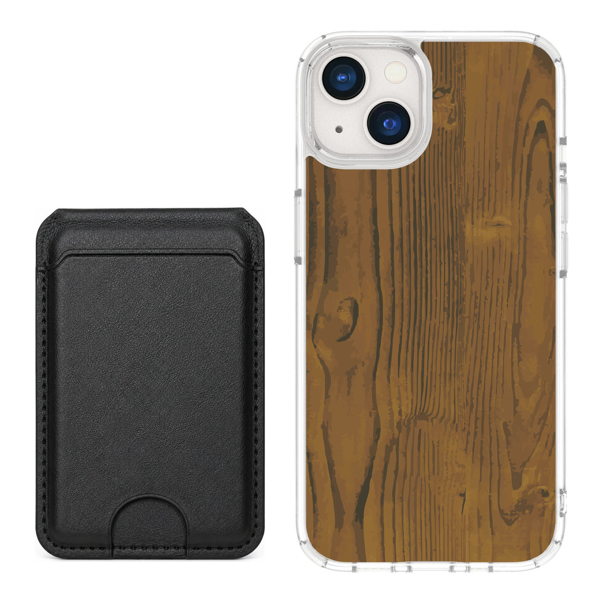 Scooch MagCase Wood Grain for iPhone 13 — Black MagWallet Bundle