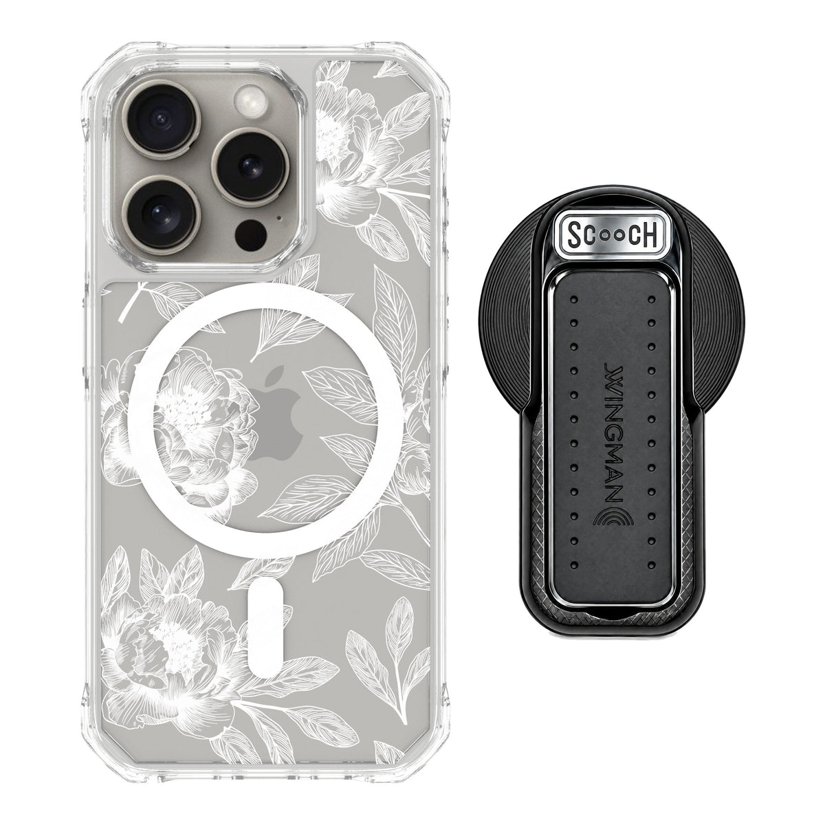 Scooch MagCase Chinoiserie for iPhone 15 Pro — MagSafe Wingback Bundle - Black
