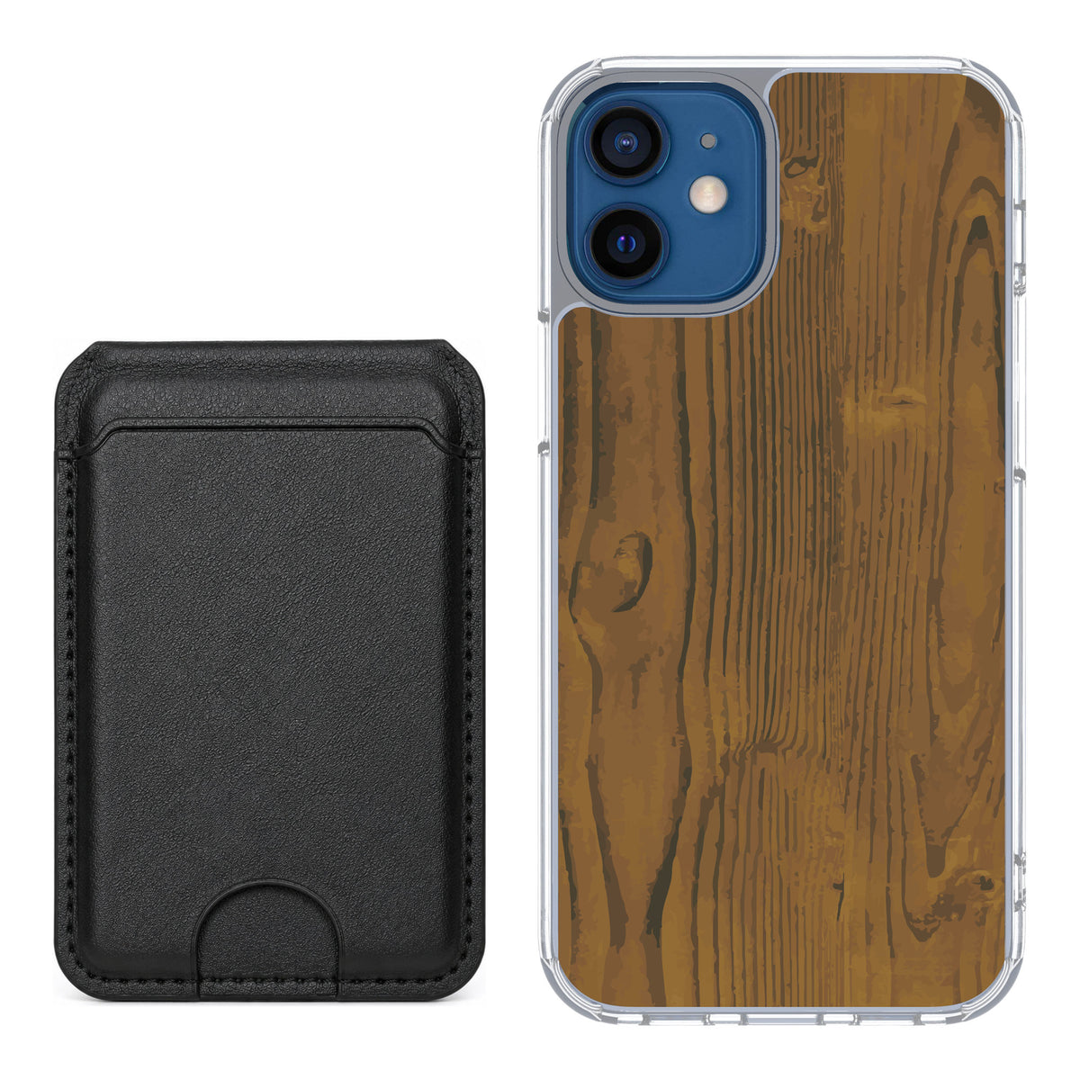 Scooch MagCase Wood Grain for iPhone 12 mini — Black MagWallet Bundle