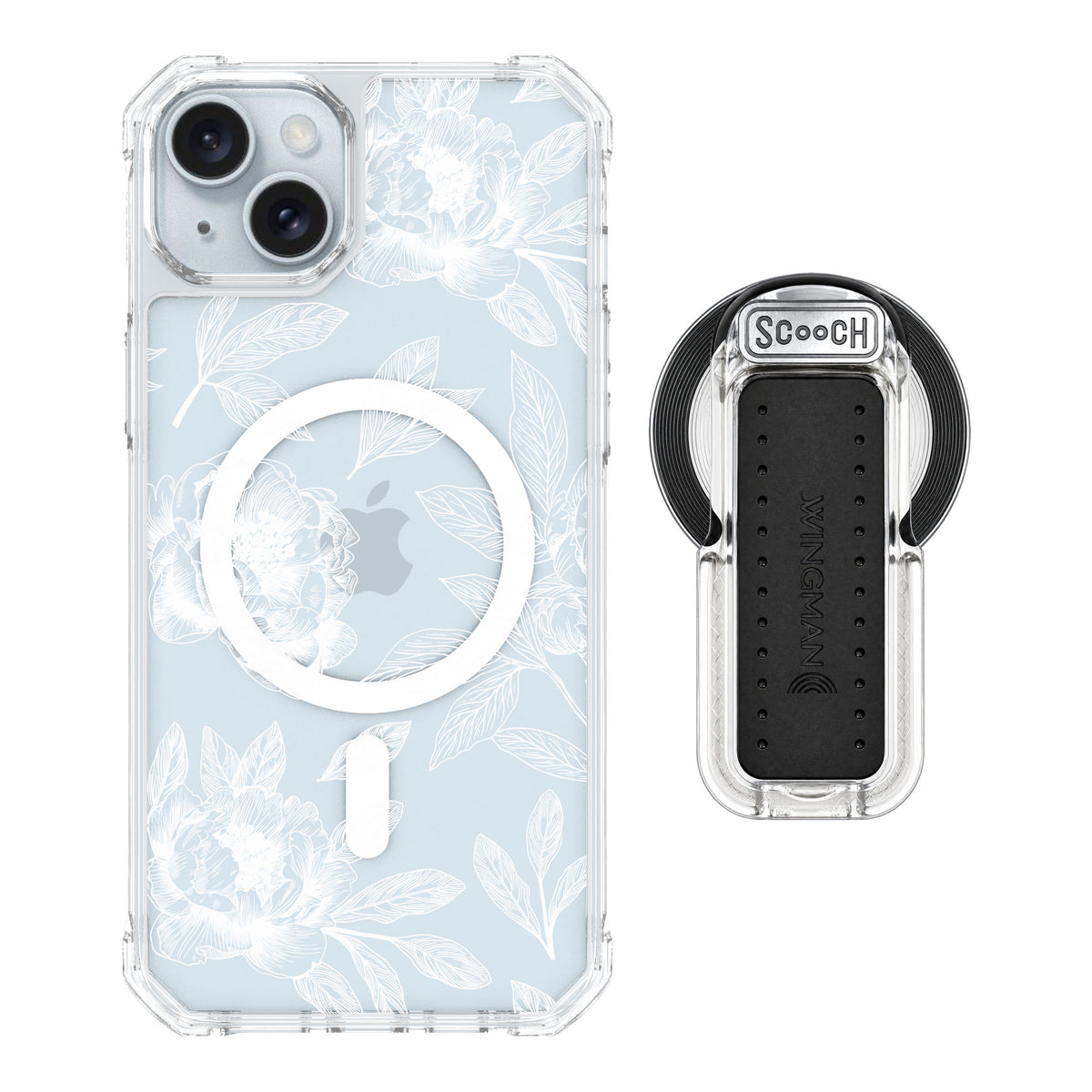 Scooch MagCase Chinoiserie for iPhone 15 Plus — MagSafe Wingback Bundle - Clear