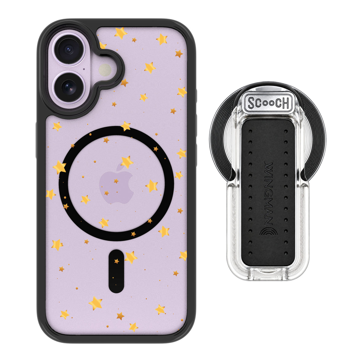 Scooch MagCase Gold Stars for iPhone 17 — MagSafe Wingback Bundle - Clear