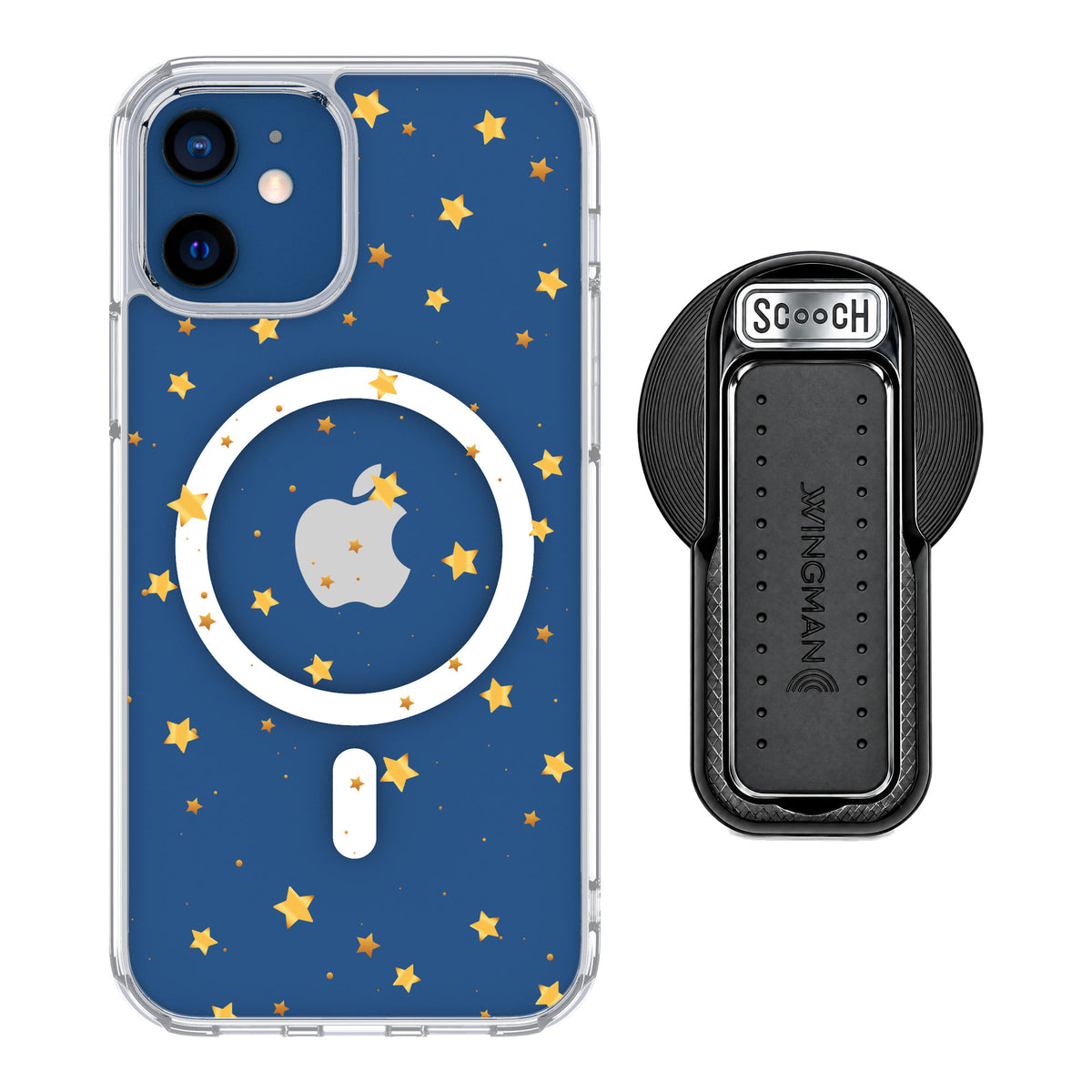 Scooch MagCase Gold Stars for iPhone 12 — MagSafe Wingback Bundle - Black