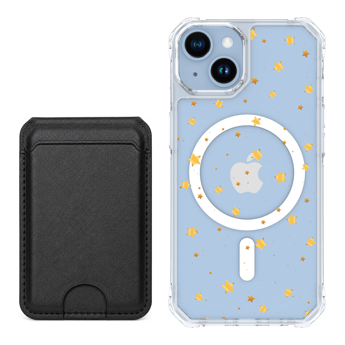 Scooch MagCase Gold Stars for iPhone 14 — Black MagWallet Bundle