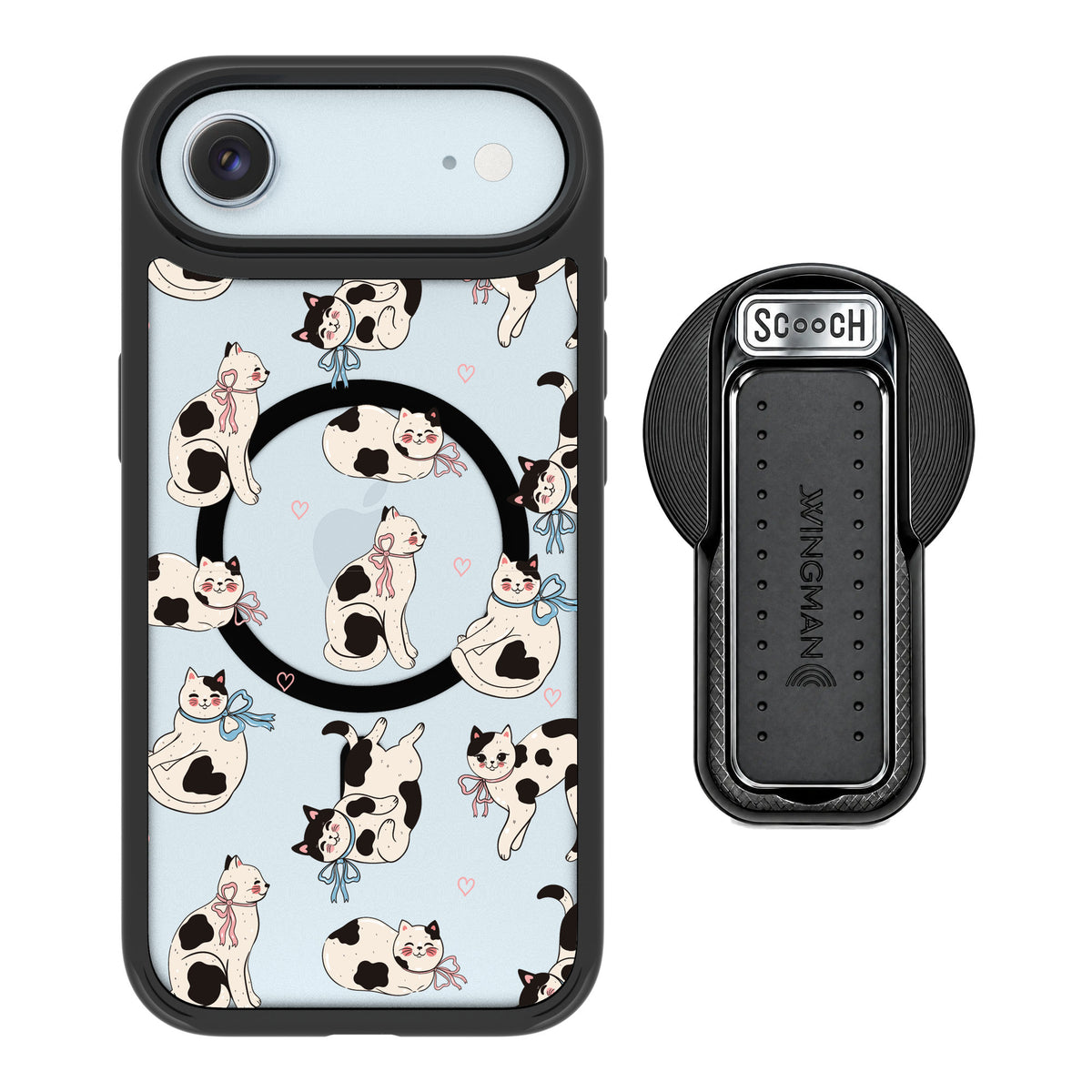 Scooch MagCase Bow Kitties for iPhone Air — MagSafe Wingback Bundle - Black