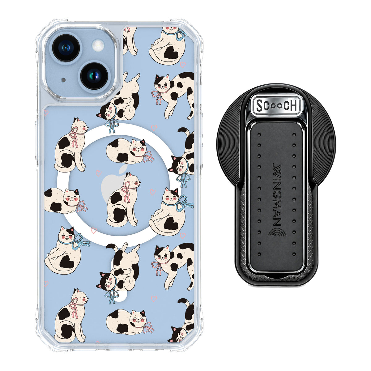Scooch MagCase Bow Kitties for iPhone 14 — MagSafe Wingback Bundle - Black