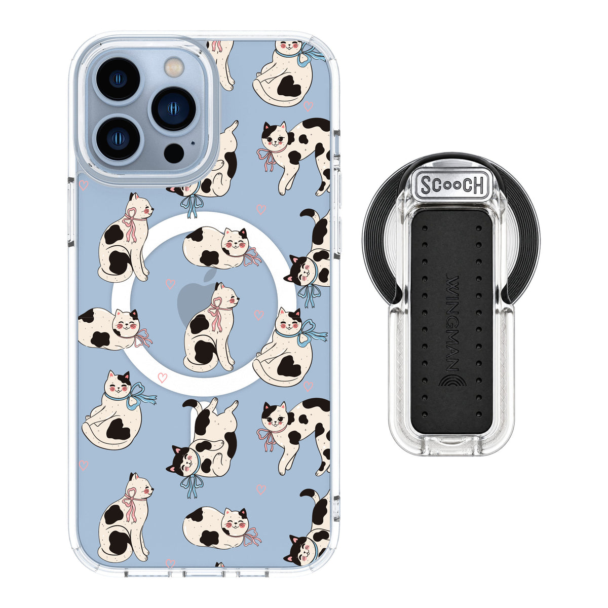 Scooch MagCase Bow Kitties for iPhone 13 Pro Max — MagSafe Wingback Bundle - Clear