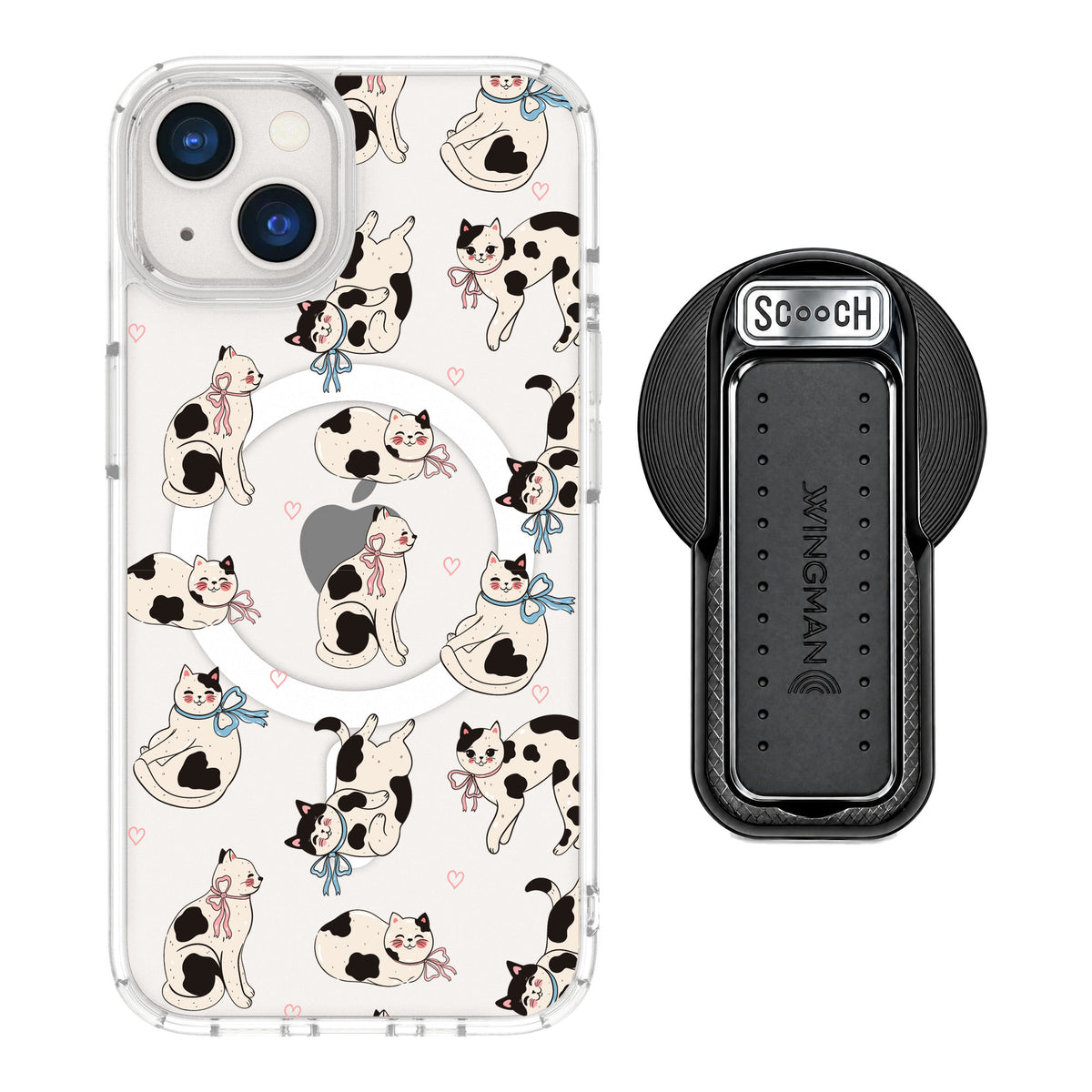 Scooch MagCase Bow Kitties for iPhone 13 — MagSafe Wingback Bundle - Black