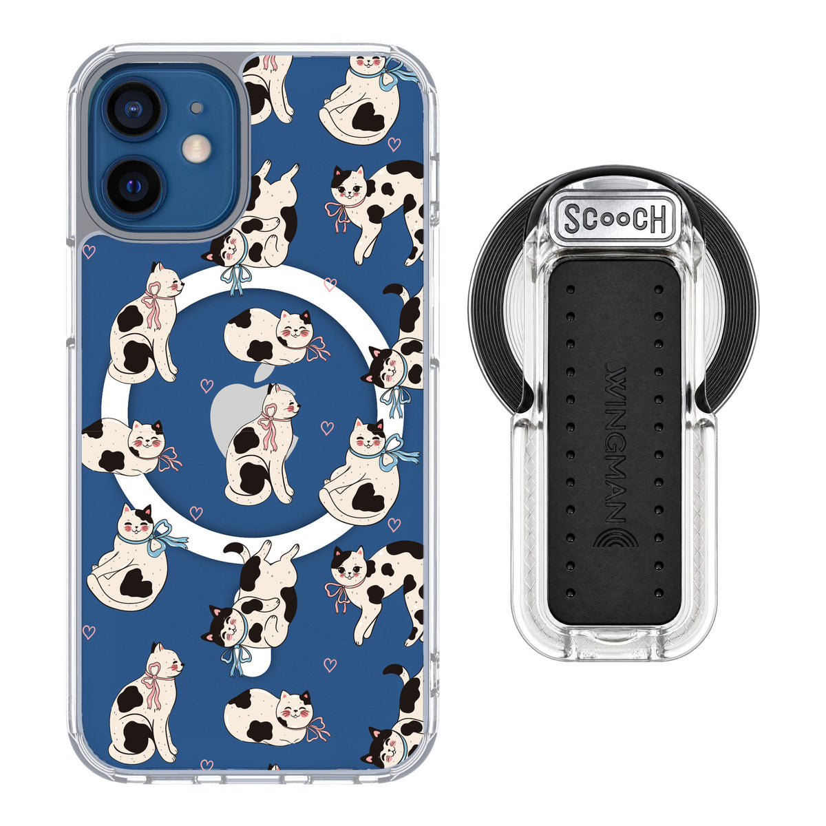Scooch MagCase Bow Kitties for iPhone 12 mini — MagSafe Wingback Bundle - Clear