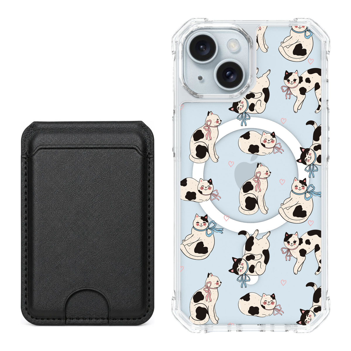 Scooch MagCase Bow Kitties for iPhone 15 — Black MagWallet Bundle