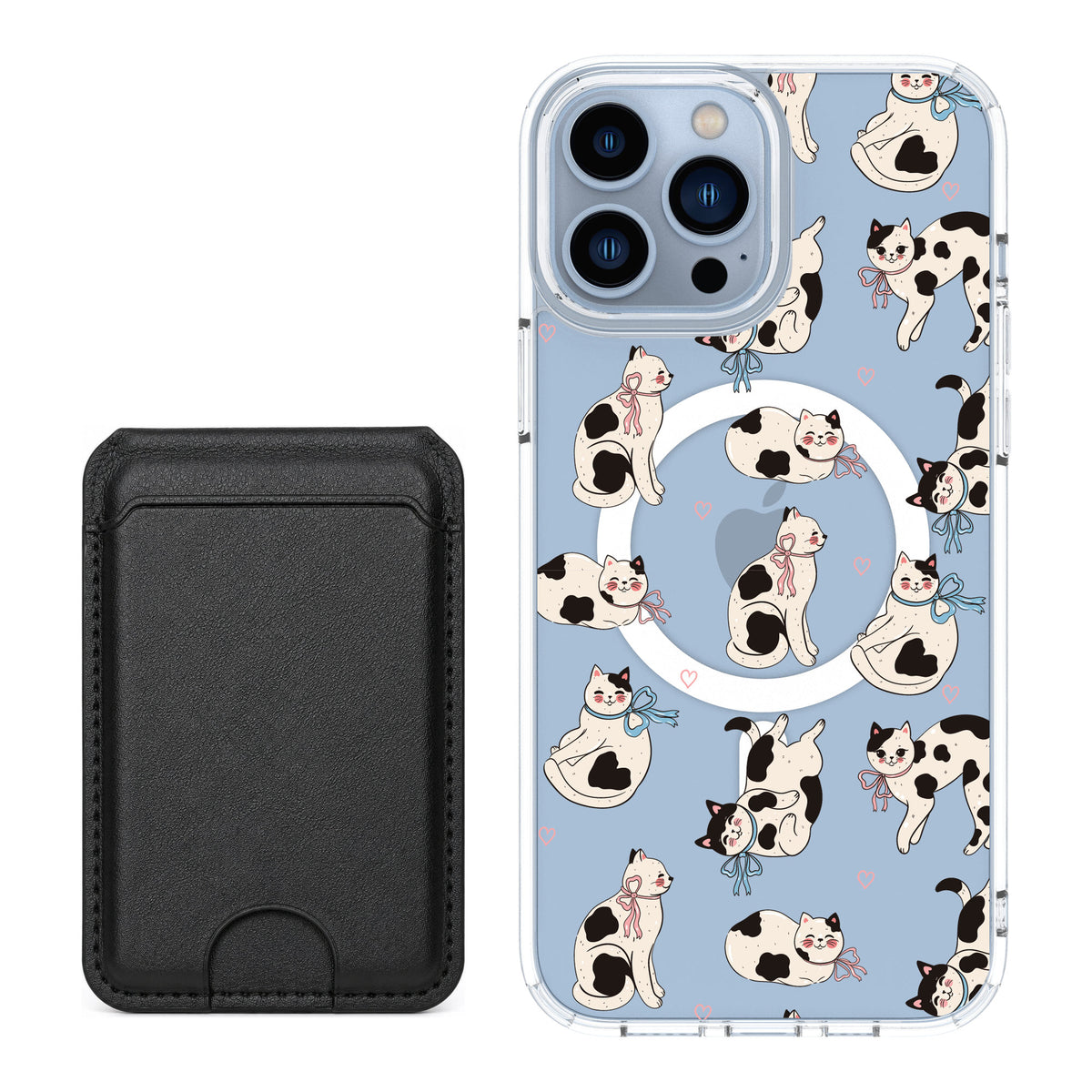 Scooch MagCase Bow Kitties for iPhone 13 Pro Max — Black MagWallet Bundle