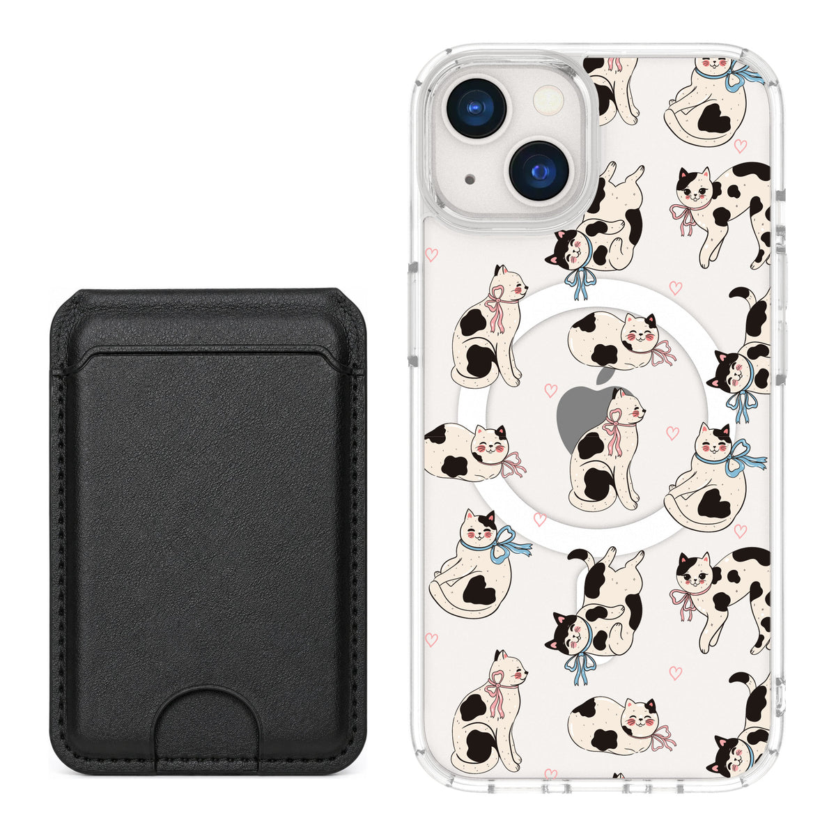 Scooch MagCase Bow Kitties for iPhone 13 — Black MagWallet Bundle