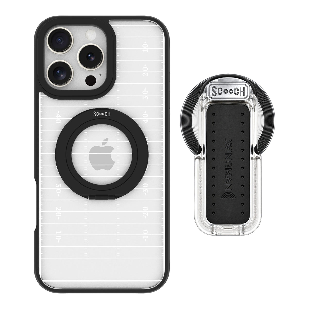 Scooch MagCase Yard Lines for iPhone 16 Pro Max — MagSafe Wingback Bundle - Clear