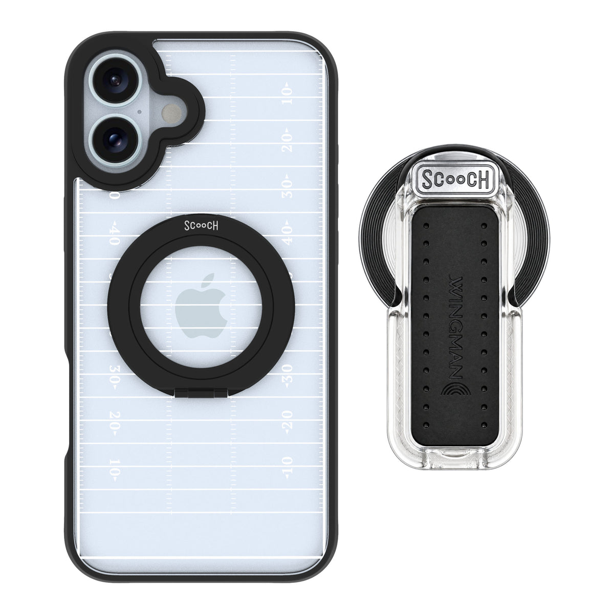 Scooch MagCase Yard Lines for iPhone 16 Plus — MagSafe Wingback Bundle - Clear