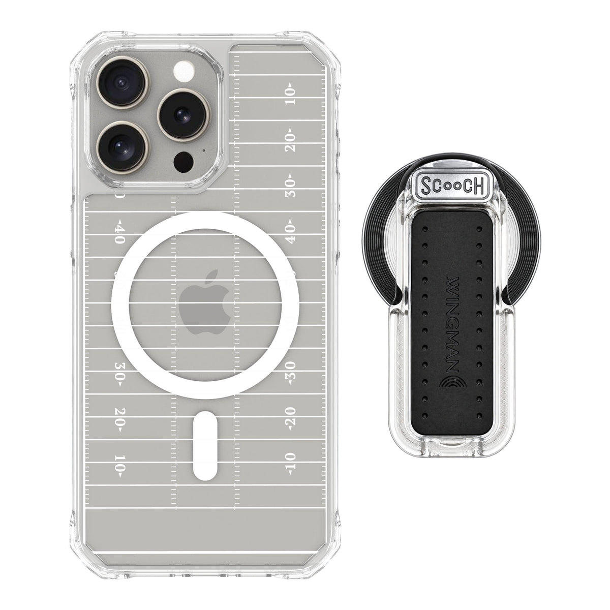 Scooch MagCase Yard Lines for iPhone 15 Pro Max — MagSafe Wingback Bundle - Clear