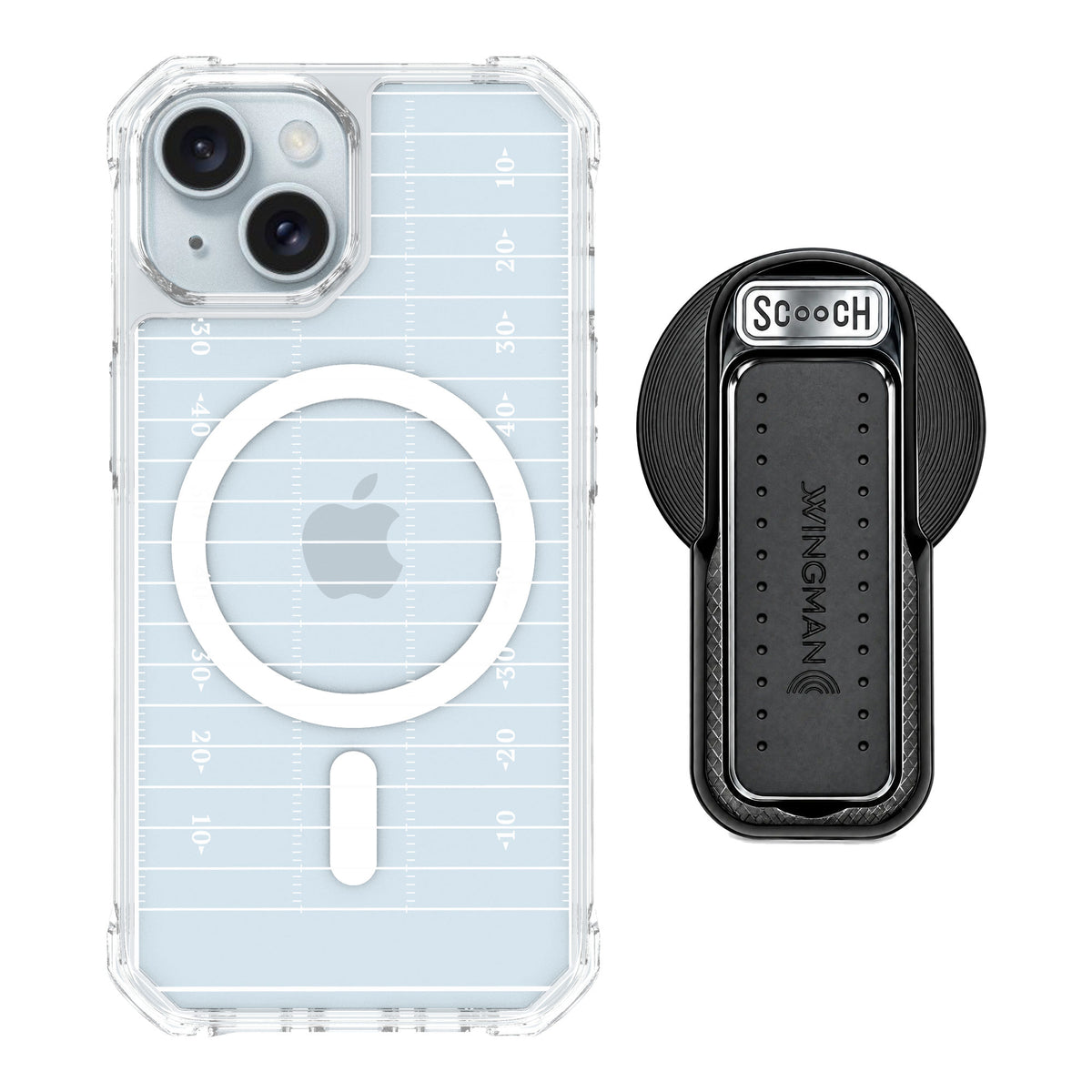 Scooch MagCase Yard Lines for iPhone 15 — MagSafe Wingback Bundle - Black