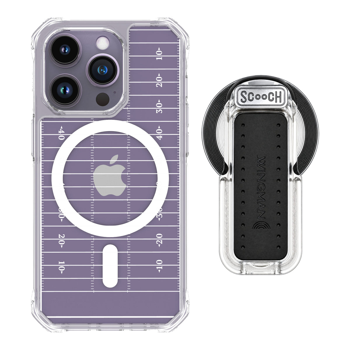 Scooch MagCase Yard Lines for iPhone 14 Pro — MagSafe Wingback Bundle - Clear