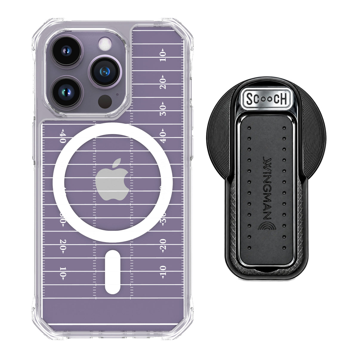 Scooch MagCase Yard Lines for iPhone 14 Pro — MagSafe Wingback Bundle - Black