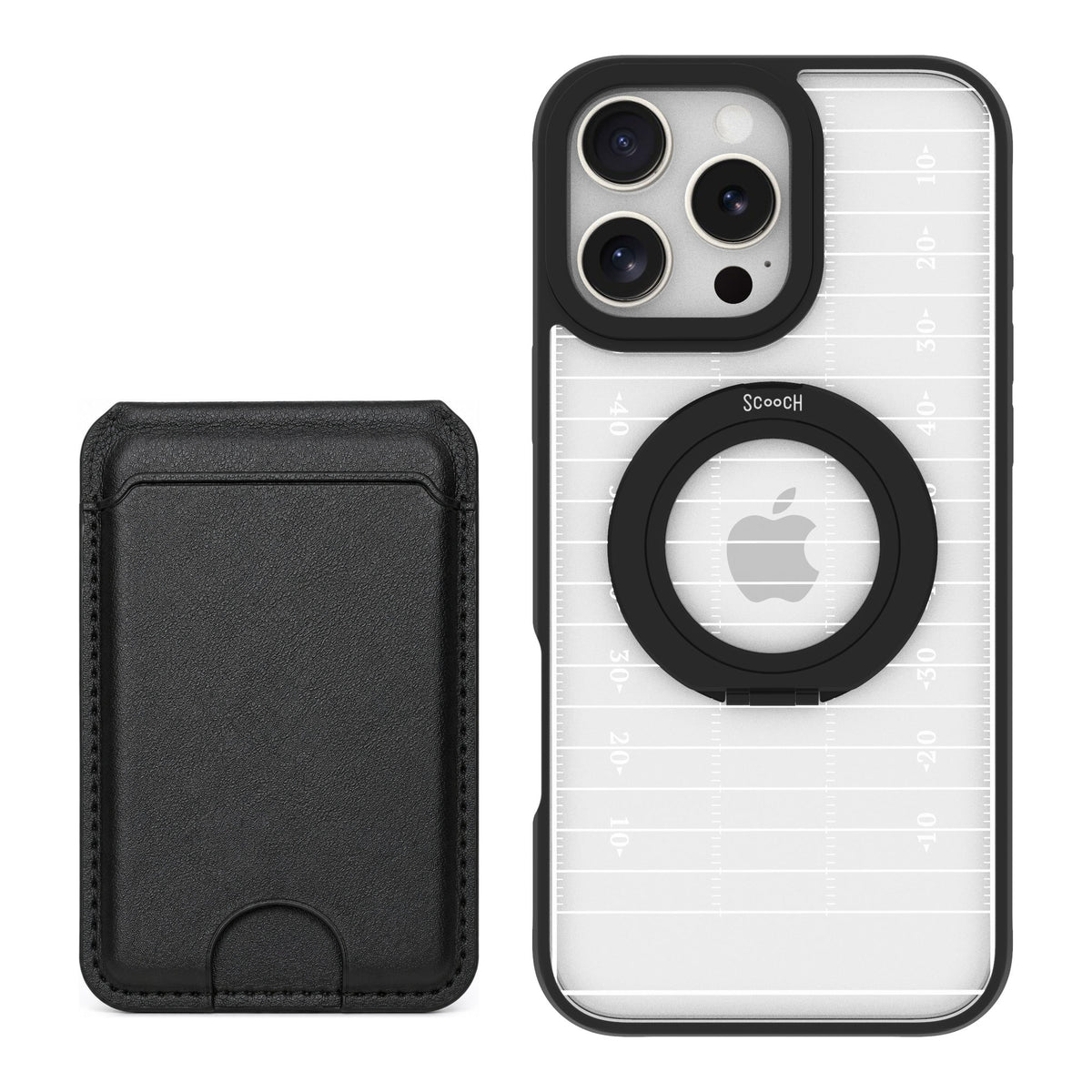 Scooch MagCase Yard Lines for iPhone 16 Pro Max — Black MagWallet Bundle