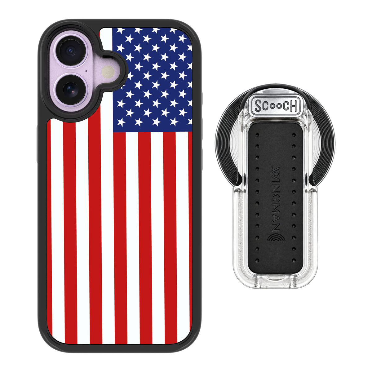 Scooch MagCase Stars And Stripes for iPhone 17 — MagSafe Wingback Bundle - Clear