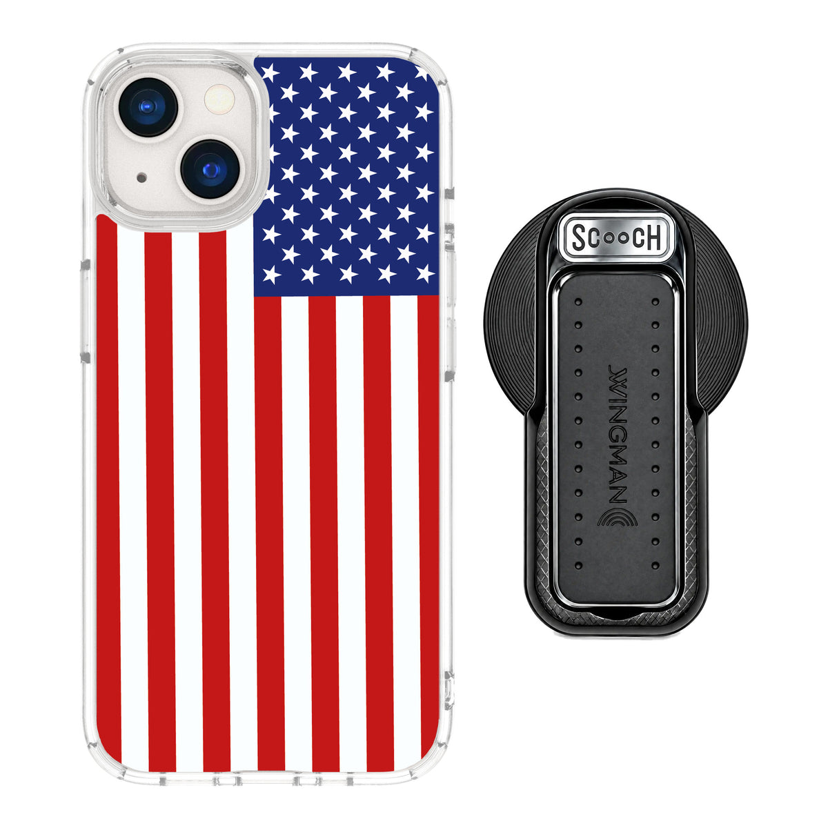 Scooch MagCase Stars And Stripes for iPhone 13 — MagSafe Wingback Bundle - Black