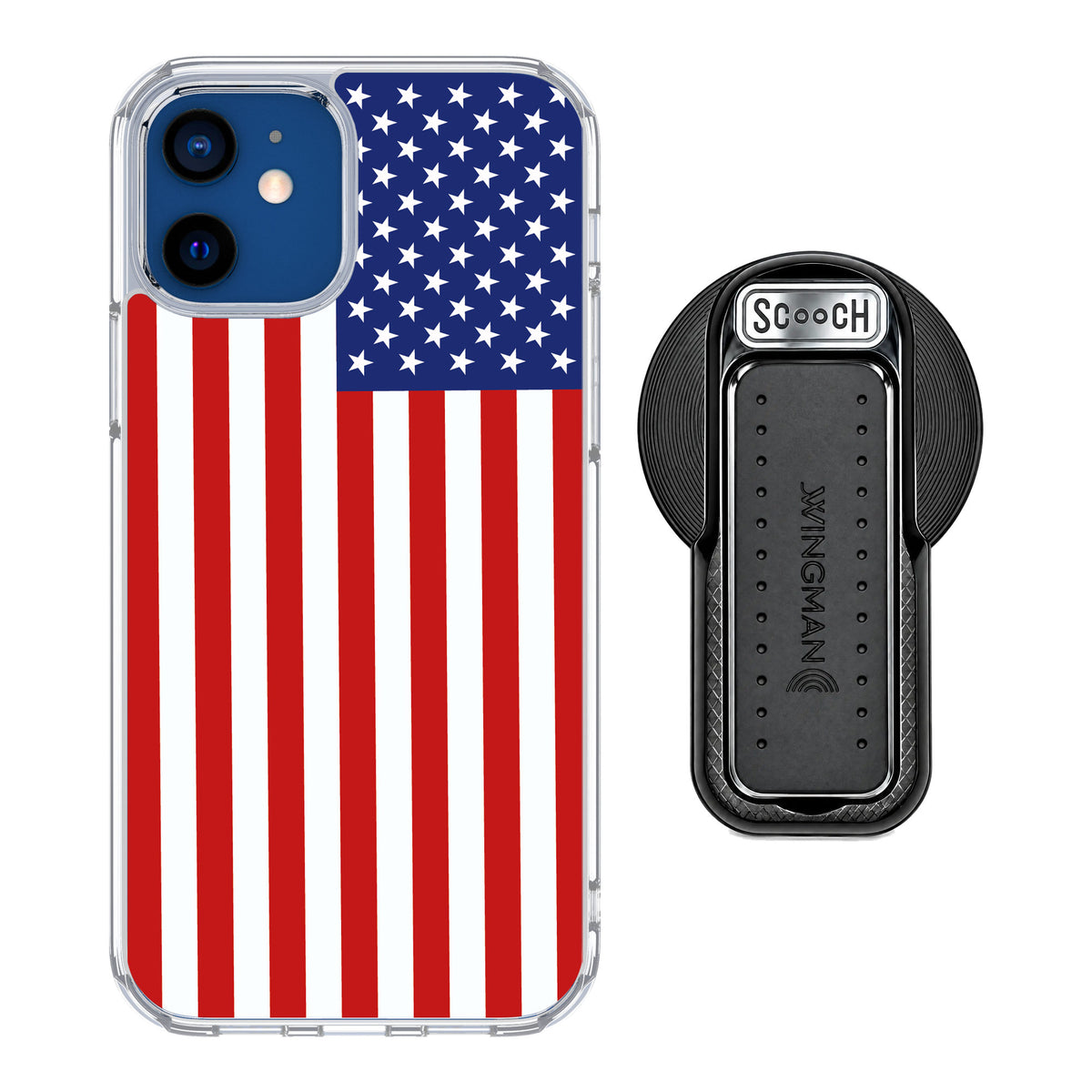 Scooch MagCase Stars And Stripes for iPhone 12 — MagSafe Wingback Bundle - Black