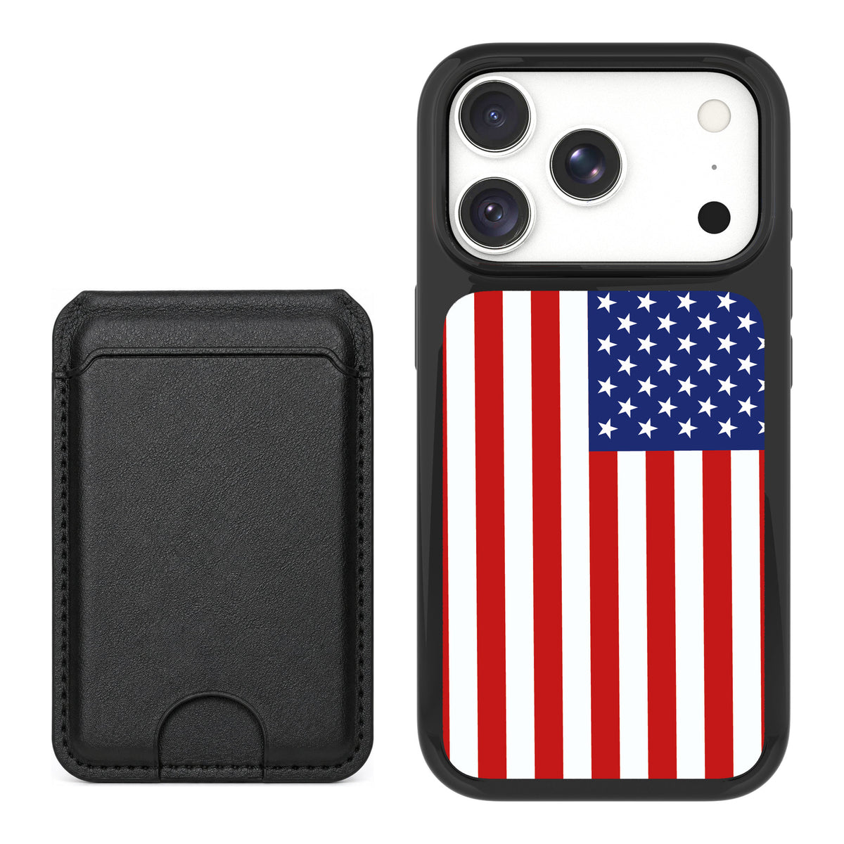 Scooch MagCase Stars And Stripes for iPhone 18 Pro Max — Black MagWallet Bundle
