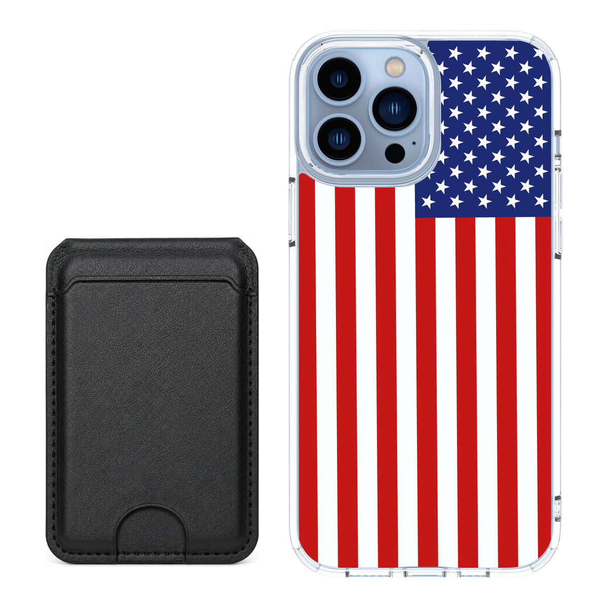 Scooch MagCase Stars And Stripes for iPhone 13 Pro Max — Black MagWallet Bundle