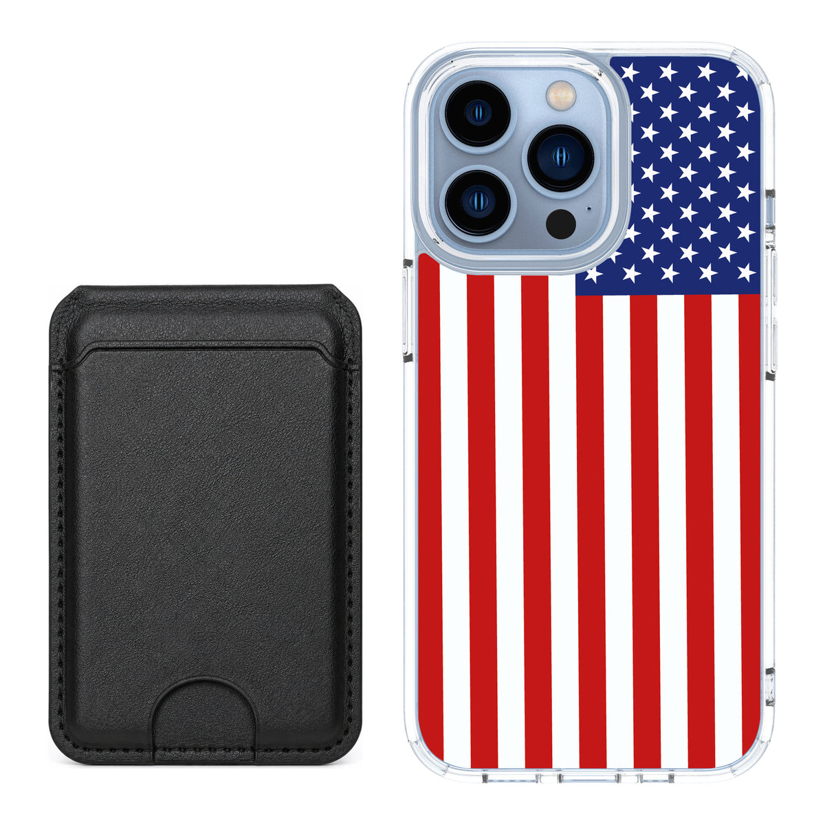 Scooch MagCase Stars And Stripes for iPhone 13 Pro — Black MagWallet Bundle