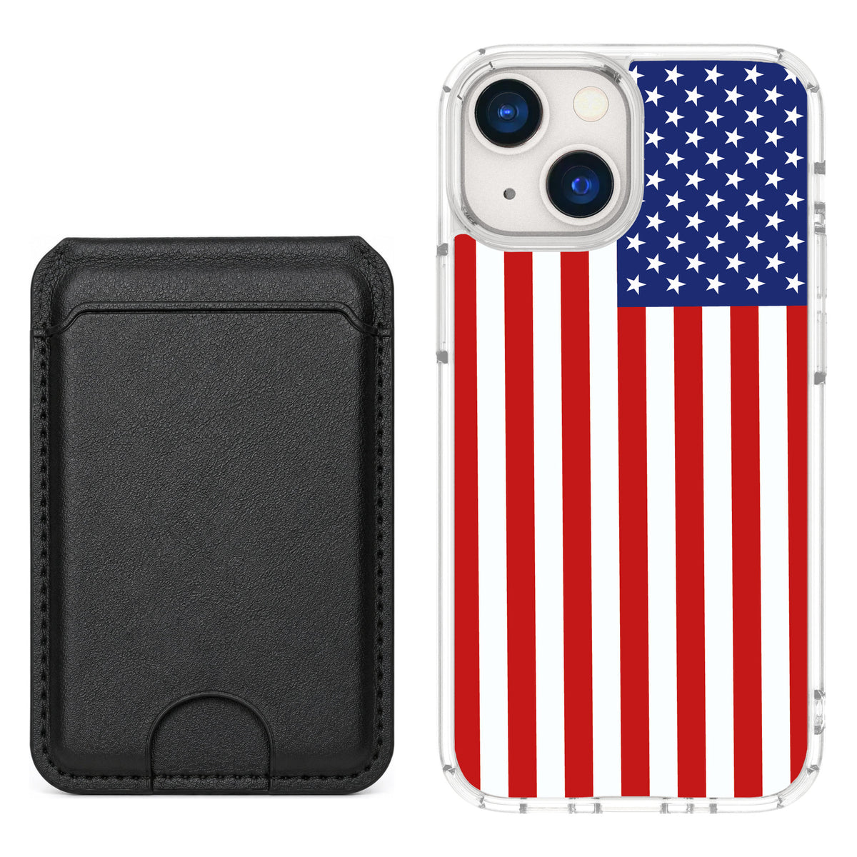 Scooch MagCase Stars And Stripes for iPhone 13 mini — Black MagWallet Bundle