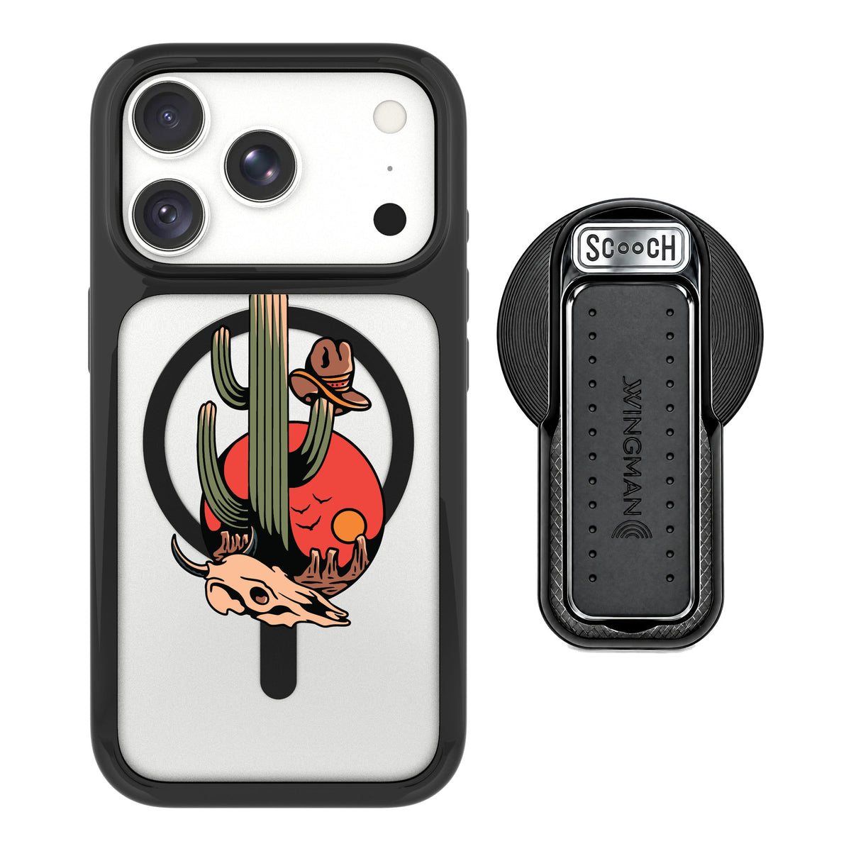 Scooch MagCase Cactus Flash for iPhone 18 Pro — MagSafe Wingback Bundle - Black