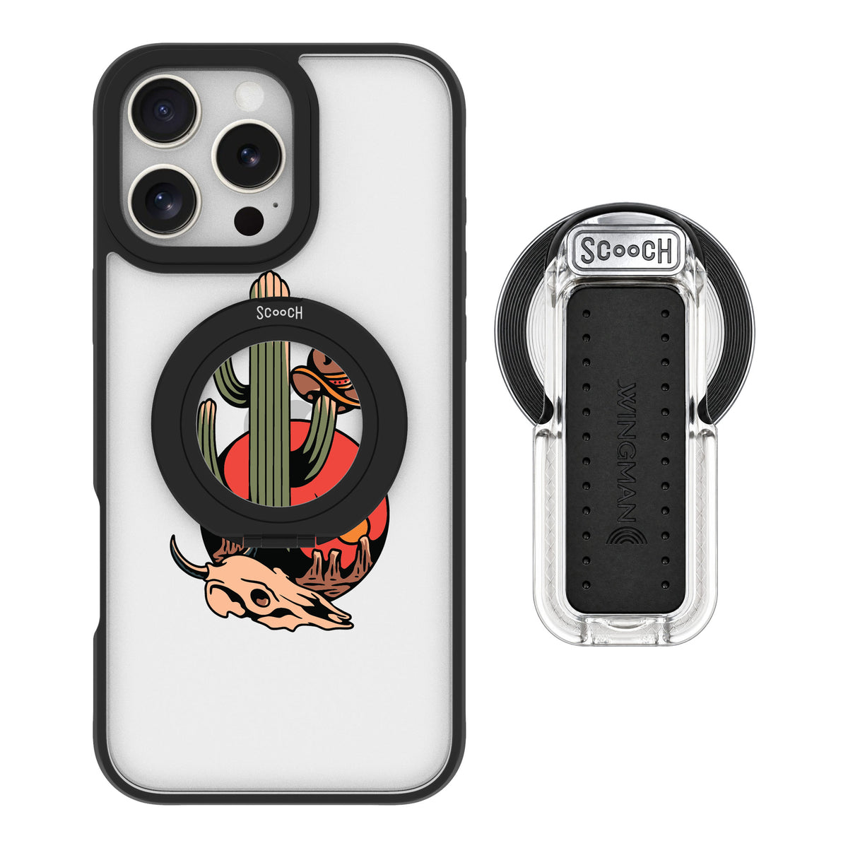 Scooch MagCase Cactus Flash for iPhone 16 Pro Max — MagSafe Wingback Bundle - Clear