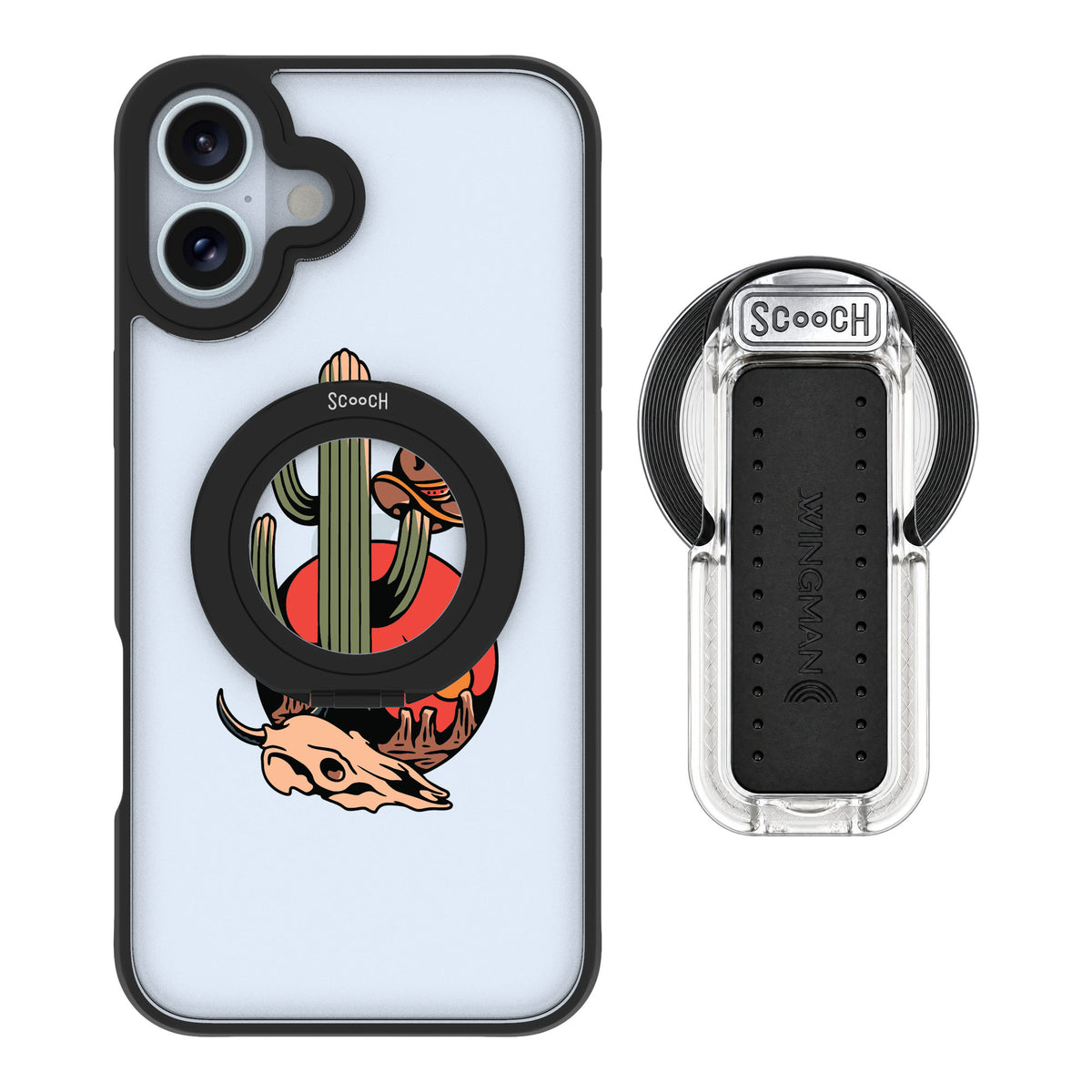 Scooch MagCase Cactus Flash for iPhone 16 Plus — MagSafe Wingback Bundle - Clear