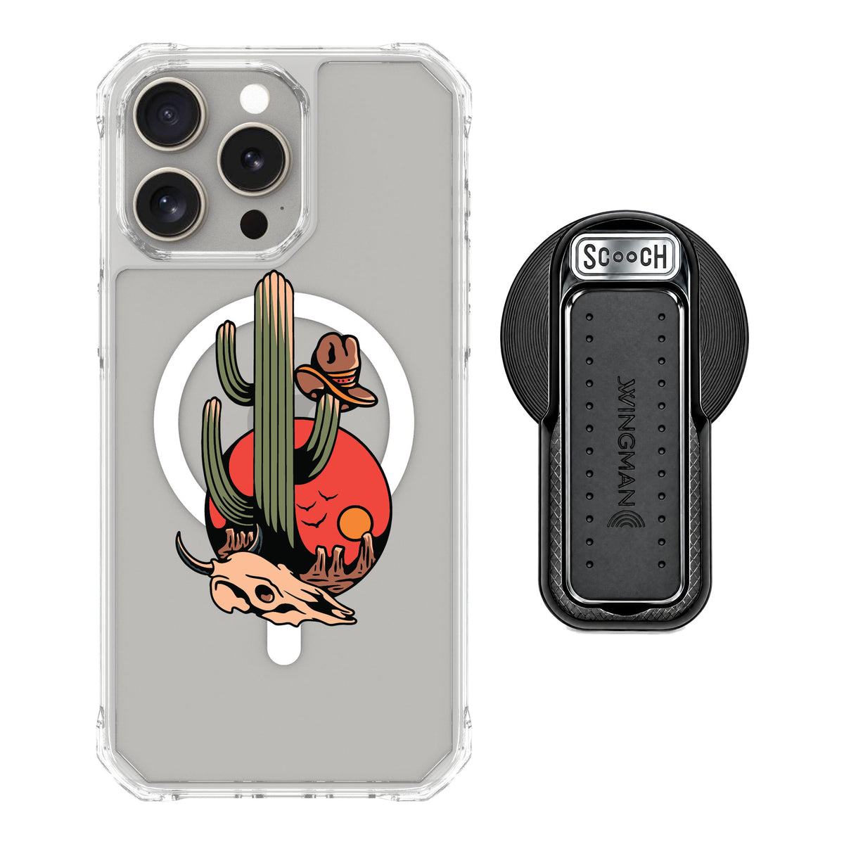 Scooch MagCase Cactus Flash for iPhone 15 Pro Max — MagSafe Wingback Bundle - Black