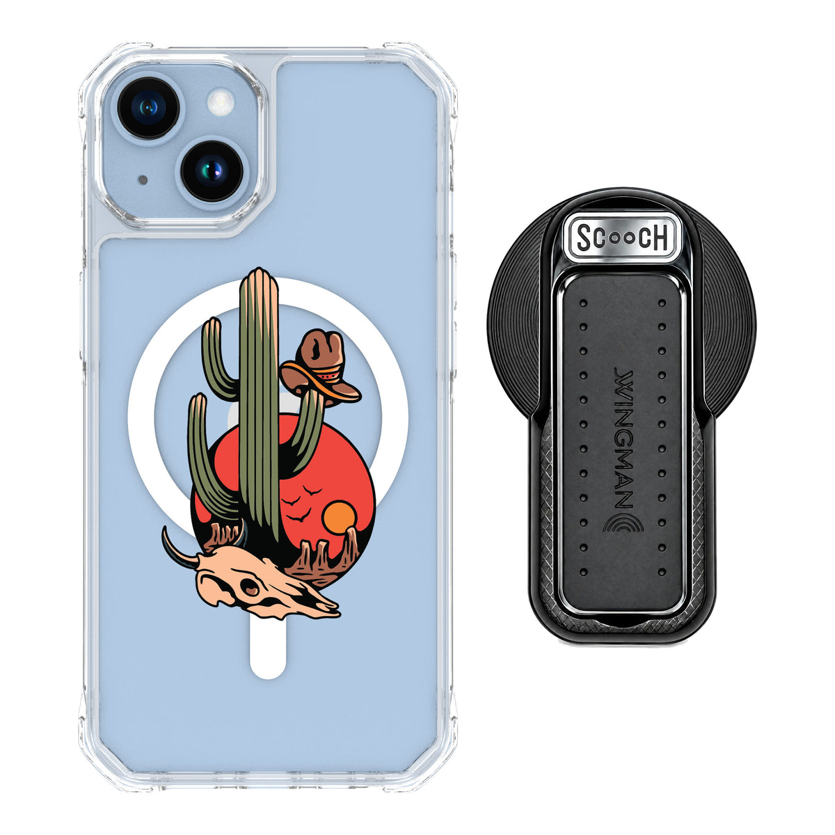 Scooch MagCase Cactus Flash for iPhone 14 — MagSafe Wingback Bundle - Black