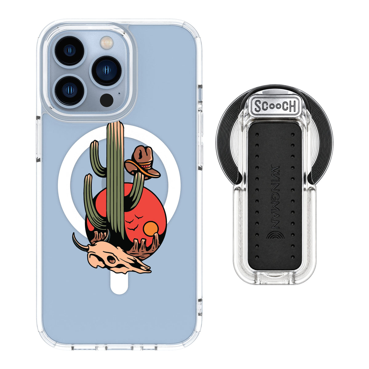 Scooch MagCase Cactus Flash for iPhone 13 Pro — MagSafe Wingback Bundle - Clear