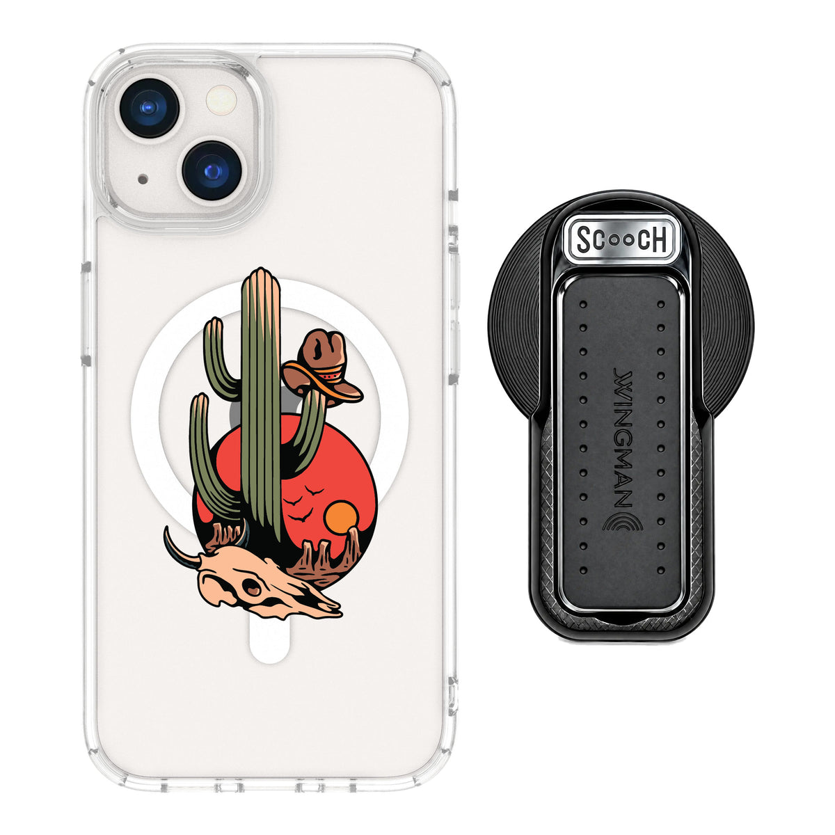 Scooch MagCase Cactus Flash for iPhone 13 — MagSafe Wingback Bundle - Black