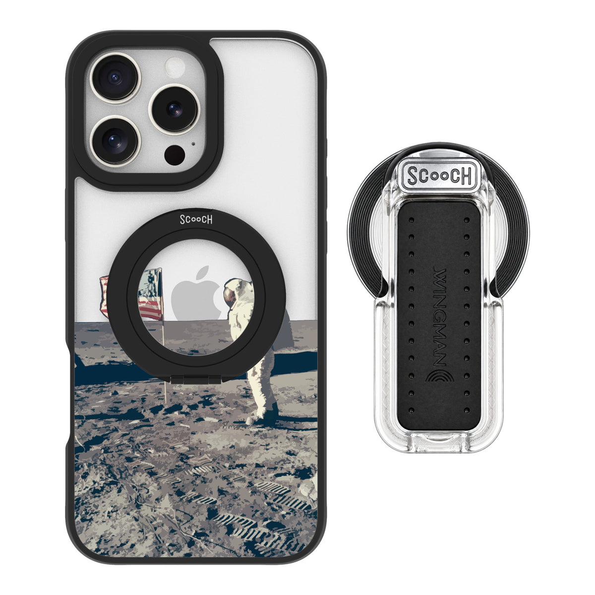 Scooch MagCase Lunar Landing for iPhone 16 Pro Max — MagSafe Wingback Bundle - Clear