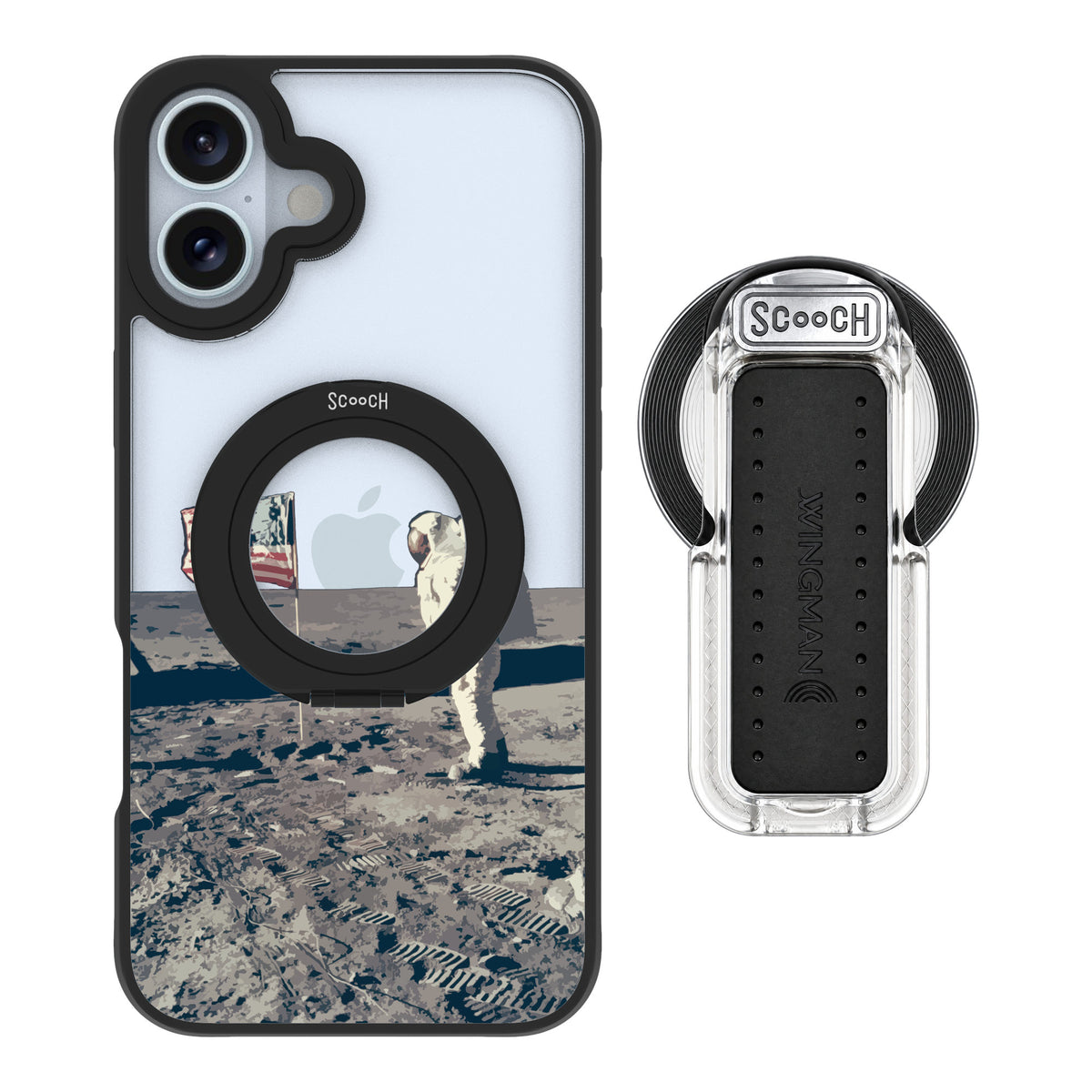Scooch MagCase Lunar Landing for iPhone 16 Plus — MagSafe Wingback Bundle - Clear