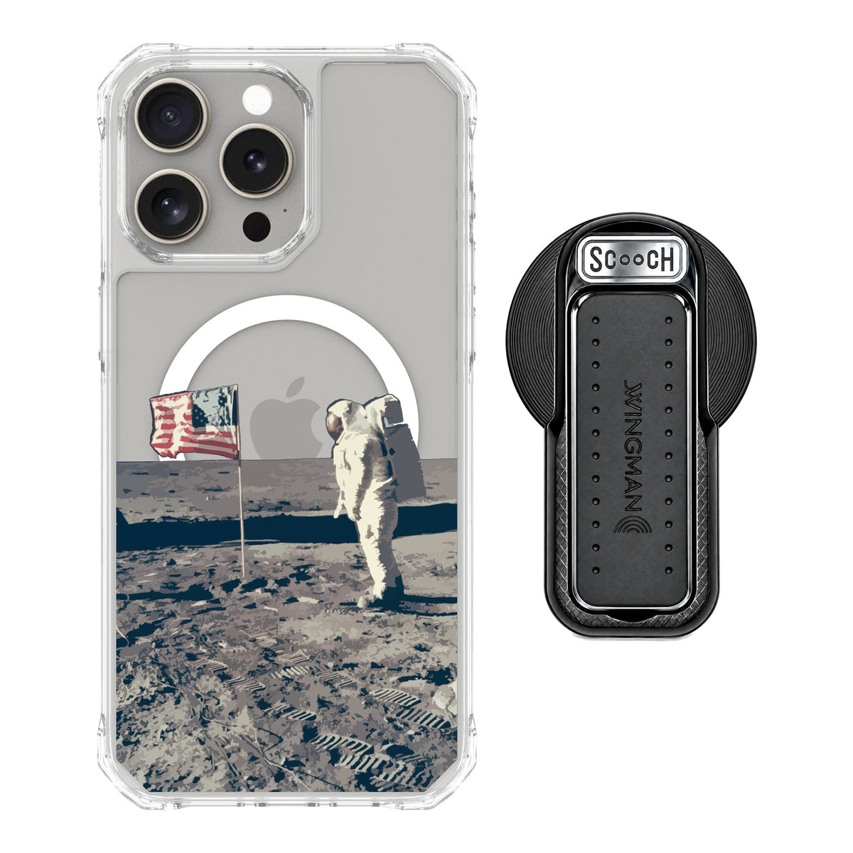 Scooch MagCase Lunar Landing for iPhone 15 Pro Max — MagSafe Wingback Bundle - Black