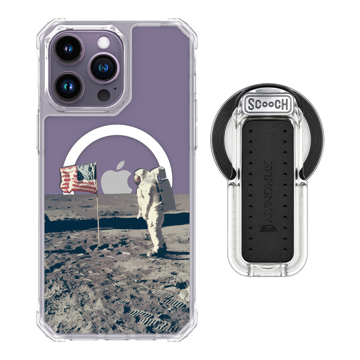 Scooch MagCase Lunar Landing for iPhone 14 Pro Max — MagSafe Wingback Bundle - Clear