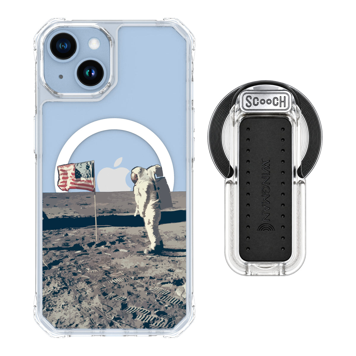 Scooch MagCase Lunar Landing for iPhone 14 — MagSafe Wingback Bundle - Clear