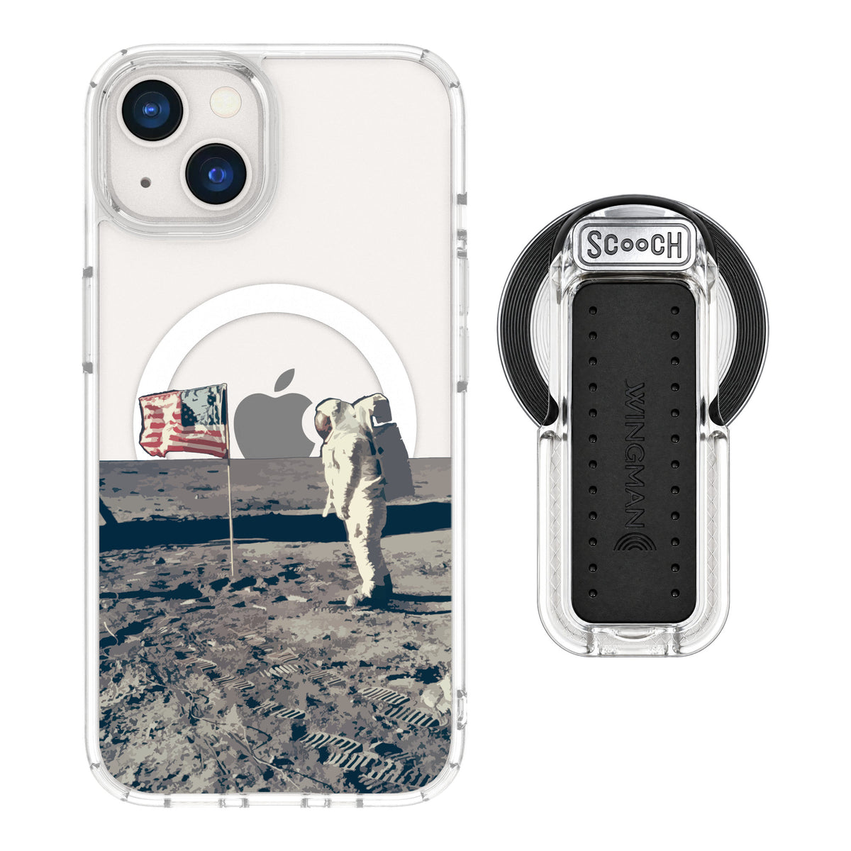 Scooch MagCase Lunar Landing for iPhone 13 — MagSafe Wingback Bundle - Clear