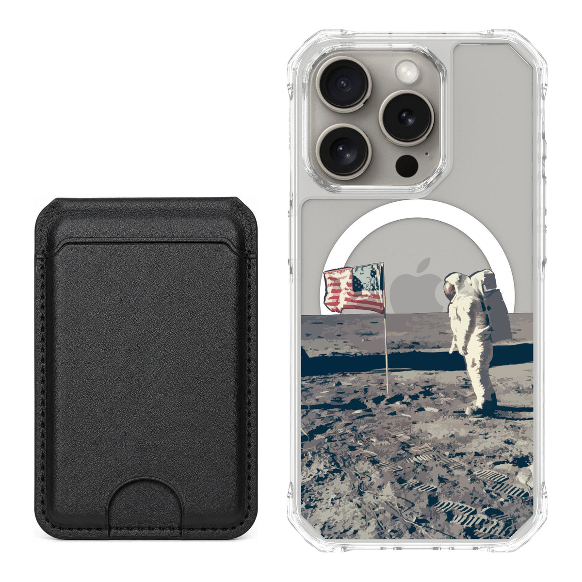 Scooch MagCase Lunar Landing for iPhone 15 Pro — Black MagWallet Bundle