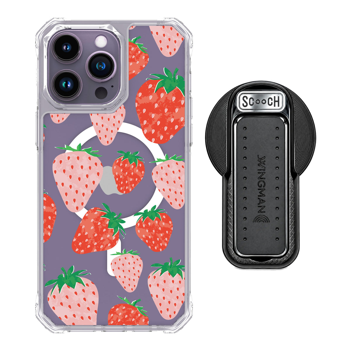 Scooch MagCase Strawberry Fields for iPhone 14 Pro Max — MagSafe Wingback Bundle - Black
