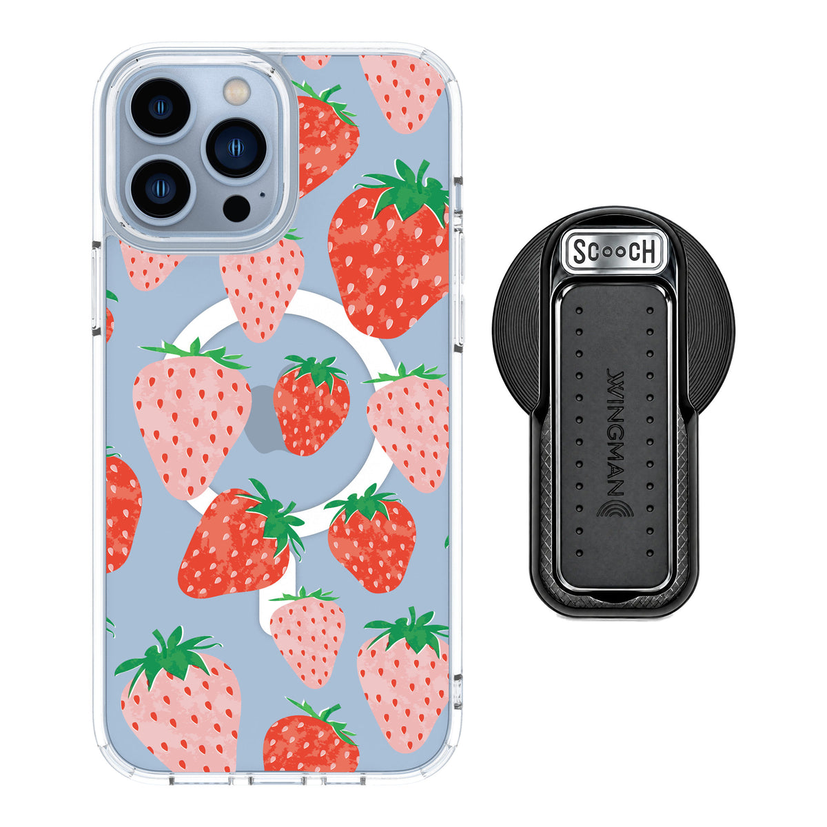 Scooch MagCase Strawberry Fields for iPhone 13 Pro Max — MagSafe Wingback Bundle - Black