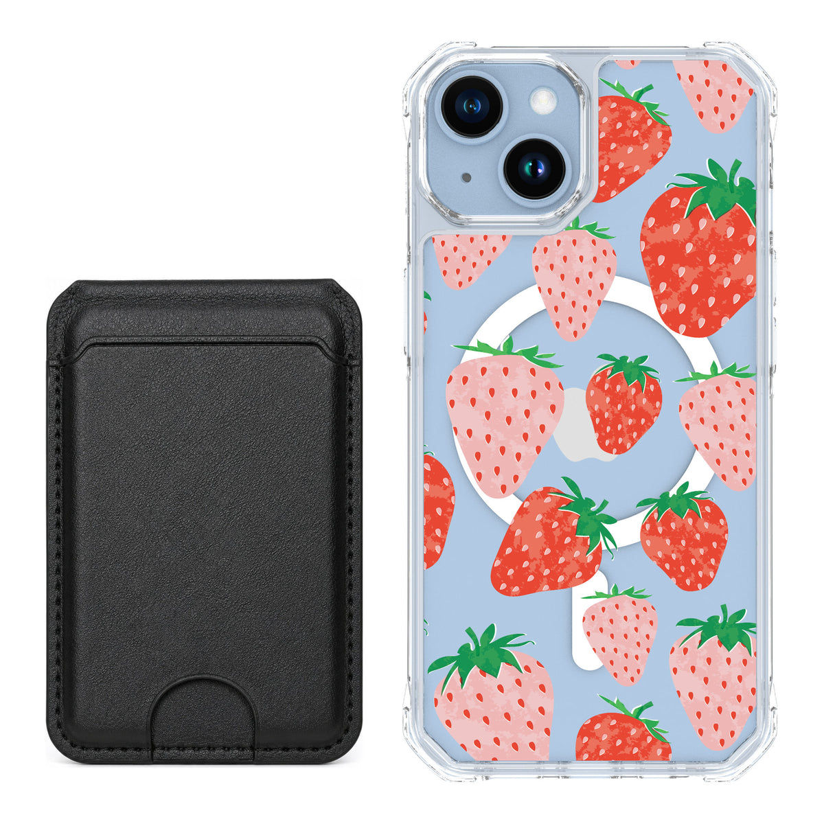 Scooch MagCase Strawberry Fields for iPhone 14 — Black MagWallet Bundle