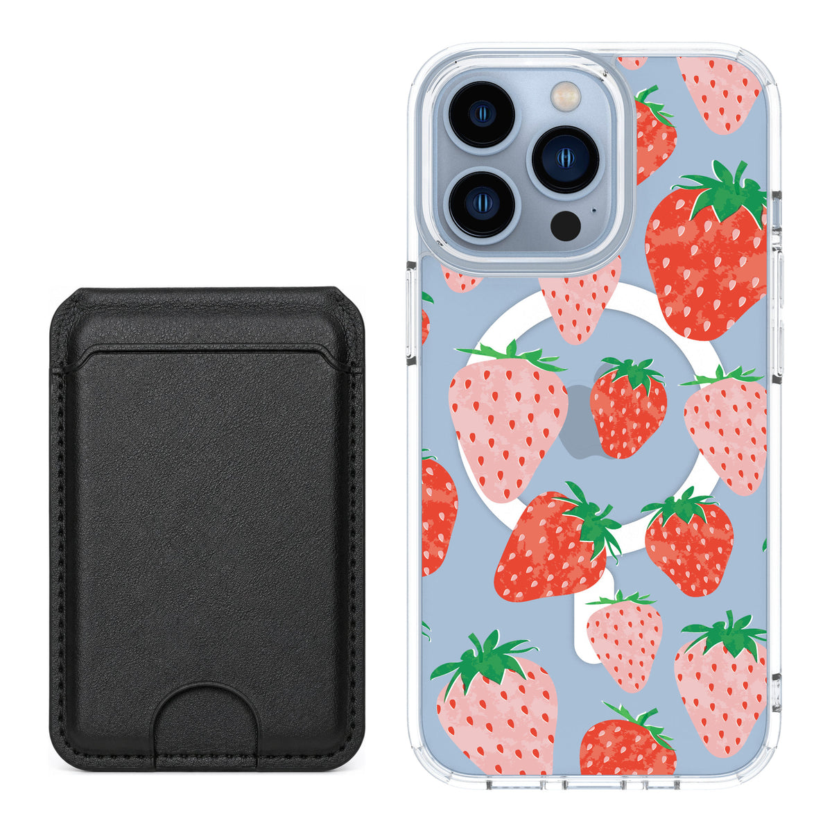 Scooch MagCase Strawberry Fields for iPhone 13 Pro — Black MagWallet Bundle