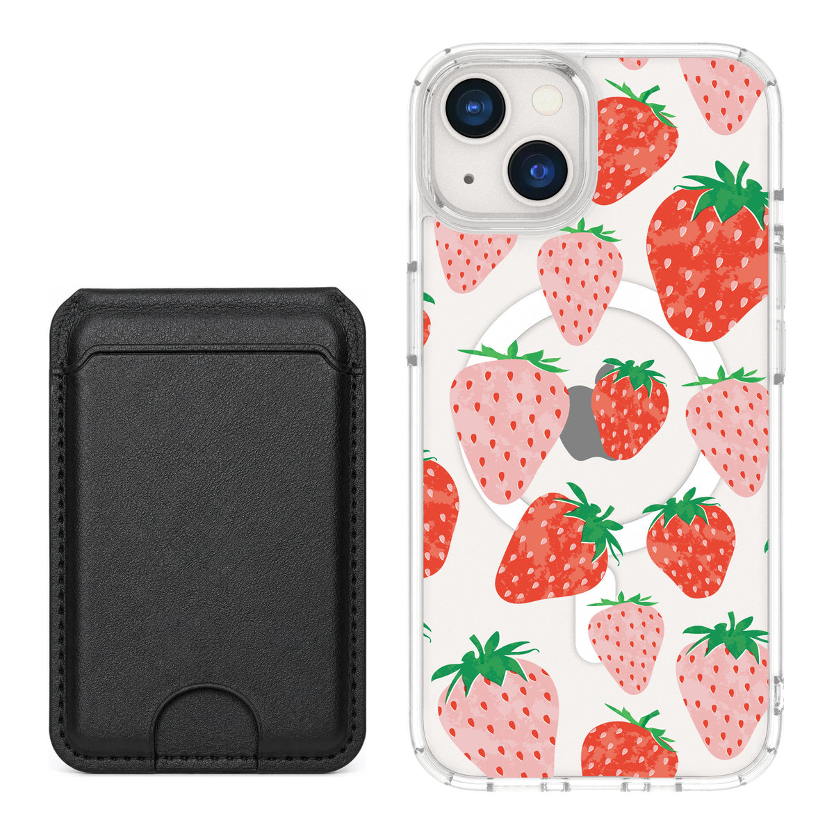 Scooch MagCase Strawberry Fields for iPhone 13 — Black MagWallet Bundle