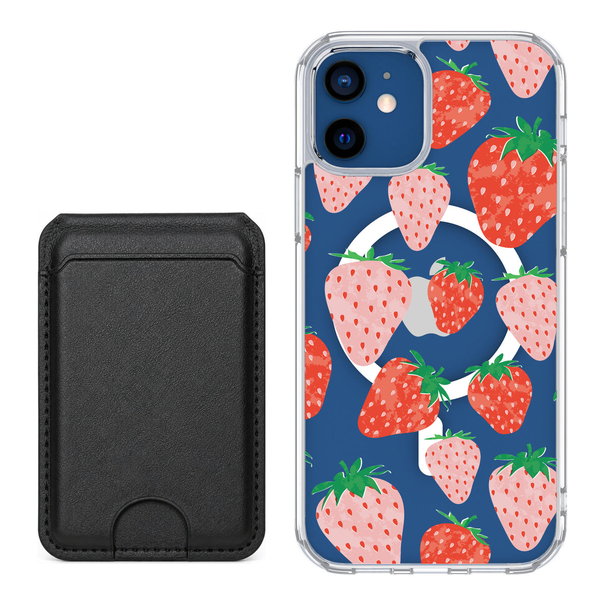 Scooch MagCase Strawberry Fields for iPhone 12 — Black MagWallet Bundle